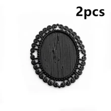 2pcs 30x40mm Inner Size Black Alloy Metal Oval Pendant Cabochons Blank Base Setting Bezel Tray DIY Jewelry Making Accessories - Black - View 17