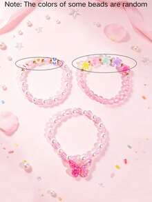 3pcs/Set Macaron Beaded Bracelet With Cute Pendant, Girls Daily Wear Decorative Jewelry Gift - one-size - View 11
