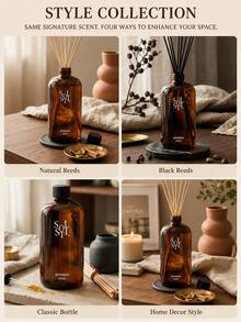 Pengharum Ruangan Reed Diffuser Alami 500ML, Dekorasi Pengharum Ruangan Gaya Kayu, Pengharum Ruangan Elegan, Dekorasi Ruangan Minimalis, Cocok untuk Ruang Tamu, Kamar Mandi, Lorong, Pilihan Hadiah, Aroma Teh Putih dan Oud - Beragam Aroma - View 5