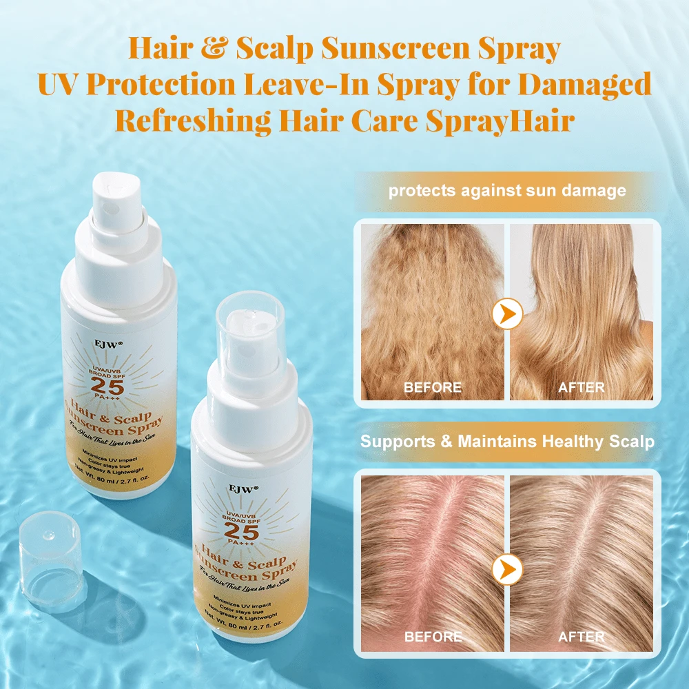 Hair & Scalp Sunscreen Spray SPF 25 | Dyed/Highlighted Hair Color UV Blocker | Lightweight Non-Greasy Protection | Coconut Nourishing Scalp Protective Shield - White - View 1