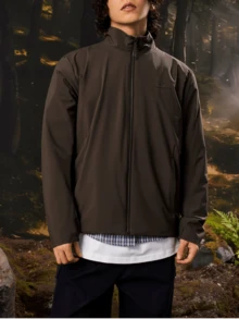 CAMEL CROWN Men's New Outdoor Stand Collar Jacket, Windproof Waterproof Lightweight Breathable Sports Outerwear - French Brown - View 1
