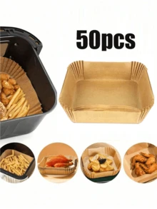 200/120/100/60pcs 8-Inch (Approx. 20.3cm) Square Heavy Duty Air Fryer Liners, Disposable Air Fryer Liners (Fits 2-8 Quart), Non-Stick Baking Paper, Suitable For Frying, Baking, Cooking, Grilling And Microwave, Oil-Proof, No Tray Needed, Kitchen Supplies - Camel - View 14