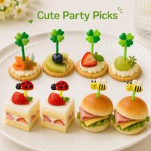 WGROOM 8pcs/16pcs Plastic Random Color Fruit Forks, Disposable Dessert Cake Fruit Picks, Kitchen Dessert Forks, Suitable For Wedding, Banquet, Gift, Birthday - Multicolor - View 8