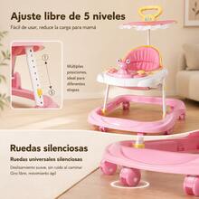 Baby Stroller With Canopy, Convertible High Chair, Adjustable Height - Pink - View 2
