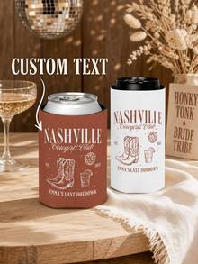 1pc Customizable Text Insulated Cup Sleeve, Personalized Name Beer Cup Sleeve, Custom Bachelorette Party Keepsake, Personalized Wedding Anniversary Insulated Cup Sleeve - Multicolor - View 1