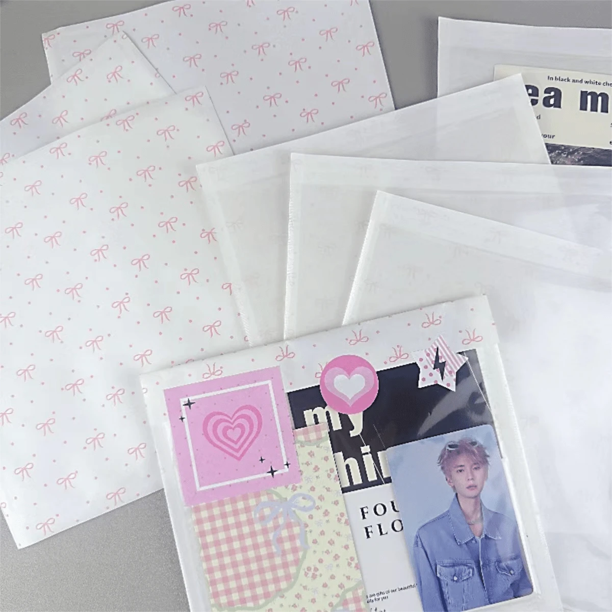 20pcs 7.1x7.5 Inch Holiday Gift Packaging Bags, High-End Gift Wrapping Paper Bags, Transparent Gift Wrapping Paper Bags, Decorative Jewelry Gift Bags, Pink Bow Pattern Wrapping Paper, Thickened Gift Packaging Bags, Creative DIY Decorative Gift Paper Bags, Suitable For Holidays, Weddings, Birthdays, Parties, Gift Packaging Bags And Gift Wrapping Bags - Packaging Bags - View 1