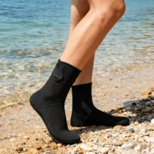 1 Pair Long Diving Socks, 85% Nylon + 15% Spandex Material, Enhanced Grip In Wet And Slippery Environments, Improved Diving Comfort, Adult Diving Socks - Black - View 2