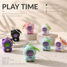 5pcs Cute Mini Cat Rock Paper Scissors Keychain Toy, Portable Guessing Game Pendant, Colorful Cartoon Animal Key Ring, Novelty Interactive Game Ornament, Backpack Decor Fun Gift For Teens & Adults - Multicolor - View 2