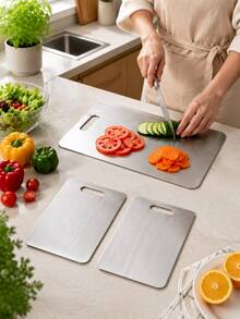 [Stainless Steel Cutting Board]2026 High-Quality Stainless Steel Cutting Board - Double-Sided Design - Easy To Clean - Corrosion-Resistant Material, Suitable For Indoor And Outdoor Use - Essential Kitchen Tool For Home, Restaurant, Camping, Picnic - Multicolor - View 3