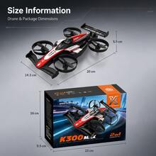 Upgraded K300MAX Remote Control Land & Air Flying Car, Transformable 2-In-1 Car Mode/Flight Mode, Land Drift Mode, One-Key Takeoff & Landing, 360° Flip, Multi-Speed Adjustment, Perfect Christmas Gift, Remote Control Drift Car, Toy Drone - View 8