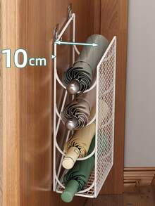 1/2pc No-Drill Wall-Mounted Hair Tool Organizer, 4-Compartment Large Capacity Hair Care Storage Box With Extra Hooks, Space-Saving Bathroom Accessory, Suitable For Hair Dryer, Curling Iron, Flat Iron And Styling Tools, Cosmetics Storage, Room Decor - Multicolor - View 5