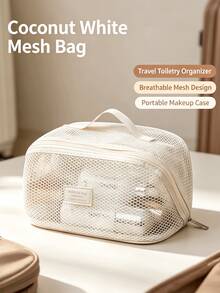 Breathable Mesh Cosmetic Storage Bag, Multi-Pocket Makeup Bag, Portable Toiletry Organizer. For Travel, Vacation, Fitness And Skincare - Multicolor - View 12