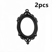 2pcs 30x40mm Inner Size Black Alloy Metal Oval Pendant Cabochons Blank Base Setting Bezel Tray DIY Jewelry Making Accessories - Black - View 10