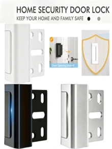 [Secure Door Lock] 3pcs Door Reinforcement Lock | Internal Security Lock, Aluminum Structure, Can Withstand 800 Pounds Of Force - Enhance Home, Door Lock, Silvery/Black/Gold/Gray/White - Door Stop - View 2