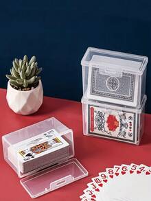 Caja de almacenamiento de tarjetas de plástico, caja de almacenamiento de tarjetas de intercambio de plástico transparente, caja de almacenamiento de tarjetas de béisbol, fundas de tarjetas de plástico transparente suave, diseño de ranura de carga superior, adecuado para tarjetas graduadas, mazos - transparente - Ver 4