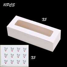 10/20/40pcs Clear Window Macaron Packaging Boxes With Labels, 8x3x2 Inches, Fits 6-8 Macarons, Suitable For Cookies, Candies, Truffle Chocolates, Cake Pops, Wedding Gifts, Birthday Gifts - White - View 14
