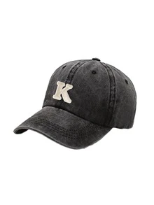 1pc Fashion Black 26 Letter Patch Minimalist Duck Bill Cap, Curved Brim Dad Hat, Outdoor Adjustable All-Season Face-Slimming Versatile Baseball Cap - Black - View 33