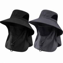 1pc Sun Protection Bucket Hat With Integrated Neck Guard, Breathable Wide Brim For Fishing, Hiking And Outdoor Activities - Multicolor - View 5
