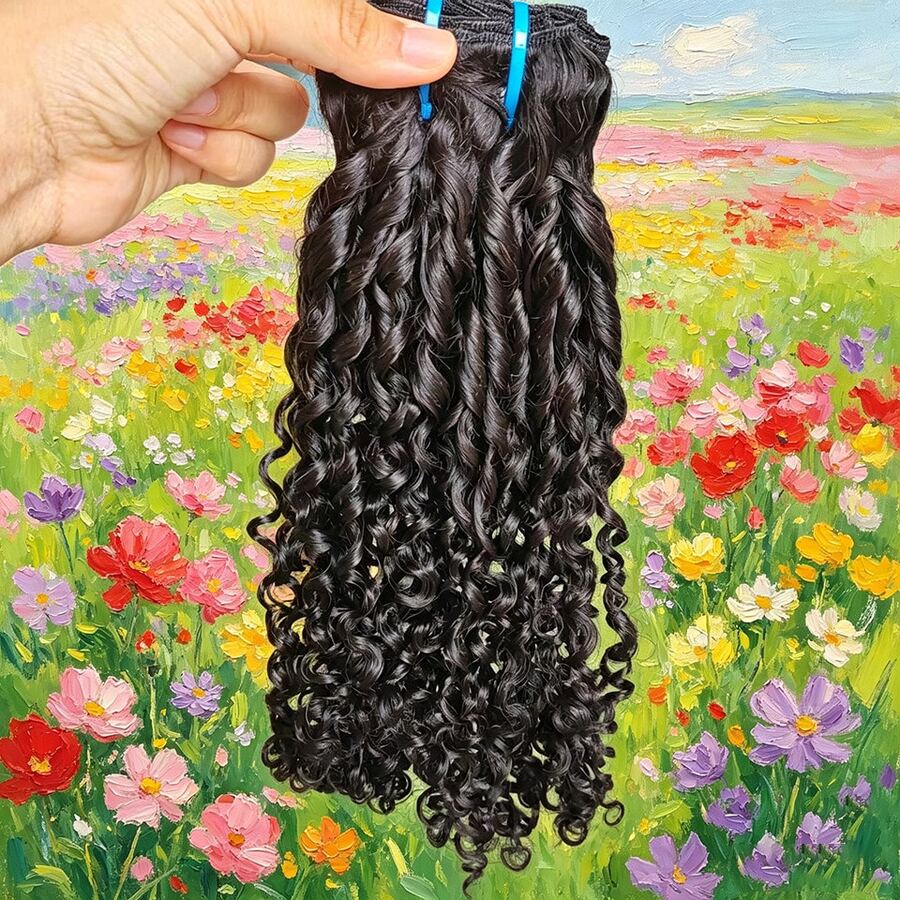 BINF Pixie Curly Human Hair Bundles 14-24 Inch Brazilian Remy Human Hair Weave Double Weft For Women Human Hair Extensions Daily Use Party Easy Change Hairstyle