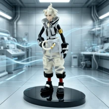 Wuthering Waves Rudo Figure, White-Haired Workwear Boy Game Character Desktop Collectible Display, Black And White Techwear Style Male PVC Static Model, Standing Pose Figure With Tech Backpack, Anime PC Case Decor Doll, Rudo, Gachiakuta, White-Haired Techwear Boy, Black And White Colorblock High-Neck Vest, Beige Multi-Pocket Workwear 3/4 Pants, Yellow Armband With Waist Hose Equipment, Black Oval Reflective Base, Cyber Wasteland Manga Merchandise - Multicolor - View 4