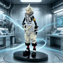 Wuthering Waves Rudo Figure, White-Haired Workwear Boy Game Character Desktop Collectible Display, Black And White Techwear Style Male PVC Static Model, Standing Pose Figure With Tech Backpack, Anime PC Case Decor Doll, Rudo, Gachiakuta, White-Haired Techwear Boy, Black And White Colorblock High-Neck Vest, Beige Multi-Pocket Workwear 3/4 Pants, Yellow Armband With Waist Hose Equipment, Black Oval Reflective Base, Cyber Wasteland Manga Merchandise - Multicolor - View 8