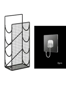 1/2pc No-Drill Wall-Mounted Hair Tool Organizer, 4-Compartment Large Capacity Hair Care Storage Box With Extra Hooks, Space-Saving Bathroom Accessory, Suitable For Hair Dryer, Curling Iron, Flat Iron And Styling Tools, Cosmetics Storage, Room Decor - Multicolor - View 6