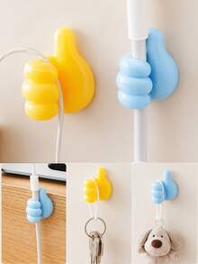 2pcs Cartoon Hand-Shaped Self-Adhesive Cable Clips, Charging Cable Organizer, Phone And Data Cable Management Hooks, Multi-Function Cable Holder, Home Storage And Organization, Non-Electric Cable Storage Accessories, No Battery Required - Multicolor - View 7