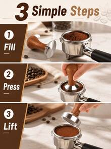 SMEGGEMS 51/53/58mm Coffee Tamper, Powder Press Hammer, Coffee Machine Handle Filling Device, Stainless Steel Coffee Powder Press, High Quality, Handmade, Suitable For Espresso Machine - Brown - View 2