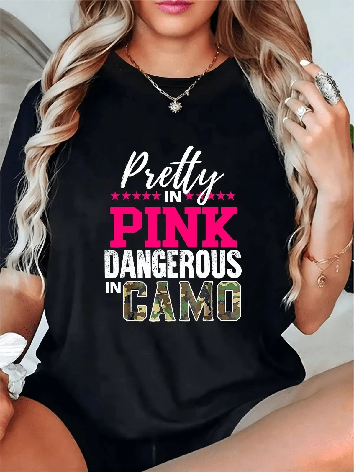 Women T-Shirts - 黑色 - 查看 1