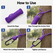 Tali Paracord 4mm, Tali Panjat Tebing dan Penarik Parasut Multifungsi untuk Aktivitas Luar Ruangan, Perlengkapan Evakuasi dan Bertahan Hidup, Paracord Kepang Tangan - tali panjat + gesper - View 6