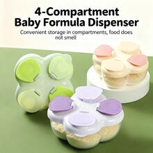 1pc 4-Grid Milk Powder Dispenser, Clover Portable Baby Milk Powder Box, Milk Powder Container For Outdoor Use, Newborn Milk Powder Divider, Suitable For Daily Travel - Multicolor - View 3
