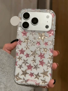 Y2K Stylish Shiny Blingbling Stars Asymmetrical Rhinestone Texture Hard Phone Case Compatible With Iphone 17 Pro Max 17 Pro 17 16 Pro Max 16 Pro 16 15 Pro Max 15 Pro Max 15 Pro 15 14 Pro Max 14 Pro 14 13 Pro Plus 15 13 Girly Style Shell Gift - Star - View 3