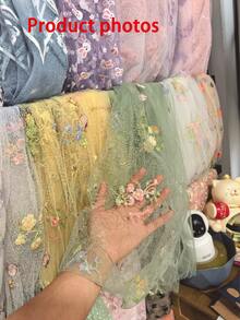 White Floral Embroidered Tulle Table Runner, Spring Wildflower & Summer Butterfly Design, Sheer Decorative Fabric For Kitchen, Dining Room, Wedding, Party, Birthday - Multicolor - View 11
