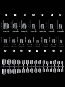 HOTWAY 450 Ultra Short Medium Ladder Oval Acrylic Matte Fake Nails, Square And Short Medium Almond, 15 Sizes, Coffin Shaped Nail Patch, Essential For DIY Care, Perfect Gift For Women, Birthdays, Festivals Or Any Special Occasion - Transparent Frosted White - View 17
