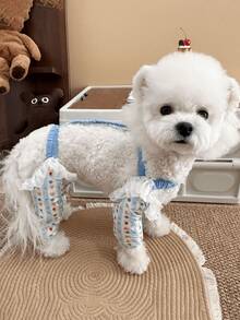 1pc Blue Plaid Dog Leg Sleeve, Protects Dog Legs From Mud And Dirt, Anti- And Anti-Tick, Strap Design Prevents Slipping, Suitable For Cats And Small Dogs, Fashionable And Exquisite, Applicable For Home, Travel, Walking And Pet Parties - Multicolor - View 6