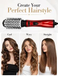 GENAI Sikat Penata Rambut Udara Panas 3-in-1, Sikat Pengering Rambut yang Dapat Diganti dengan 2 Kepala Sikat yang Dapat Diganti, Diameter 50mm untuk Rambut Bervolume, Alat Penata Rambut Serbaguna untuk Mengeringkan, Meluruskan, dan Mengeriting Rambut - MultiWarna - View 6