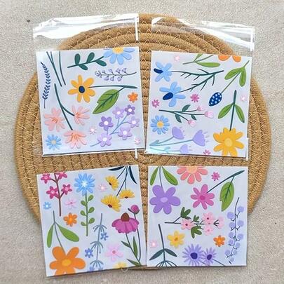 100/200pcs Floral Leaf Print Gift Bags, Wildflower Pattern Packaging Bags, Holiday Party Gift Bags, Universal Gift Packaging Bags, Suitable For Spring/Summer Theme Parties And Other Occasions