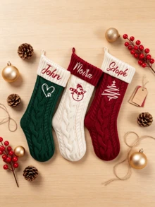 Personalized 2026 Christmas Stocking, Family Knitted Christmas Eve Stockings, Personalized Xmas Stocking With Name, Pet Dog Stocking, Holiday Stockings, Christmas Family Gifts, Christmas Decrations, Christmas Decorations - Multicolor - View 9