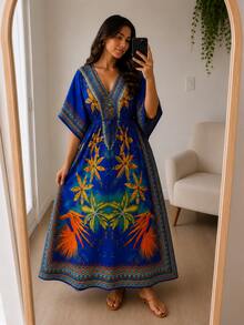 Women Long Dresses - 花藍色 - 查看 1