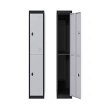 1PCS Heavy-Duty Tall Metal Locker With Lock, 2 Doors, Hanging Rod & Adjustable Shelf, Ventilated Rustproof Structure, Easy Assembly For Office, School, Gym, Garage, Grey+Black - Light Gray+Black - View 5