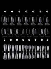 HOTWAY 450 Ultra Short Medium Ladder Oval Acrylic Matte Fake Nails, Square And Short Medium Almond, 15 Sizes, Coffin Shaped Nail Patch, Essential For DIY Care, Perfect Gift For Women, Birthdays, Festivals Or Any Special Occasion - Transparent Frosted White - View 16