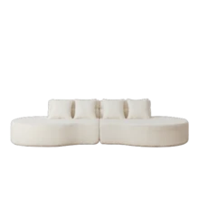310 cm modulär skumsoffa, 2-delad kombinerbar soffa utan ram, 100 % högdensitetsminnesskum - Beige - Visa 2