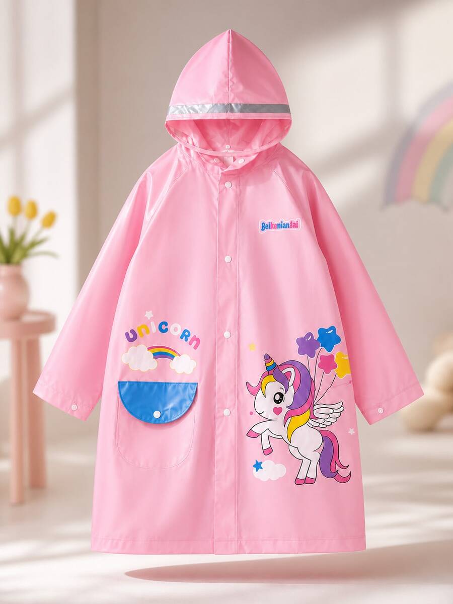 EVA防水雨衣連帽雨披雨套裝,幼童男女適用,3-4歲,可重複使用,萬聖節聖誕新年雨具 - 彩色 - 查看 1