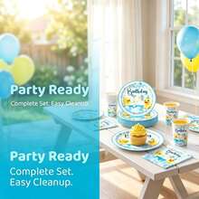 Summer Duck Pattern Disposable Plates, Napkins And Cups - 10 Person Party Supplies Set, Suitable For Birthday, Wedding, Theme Party, Family Picnic And Other Occasions - Multicolor - View 3