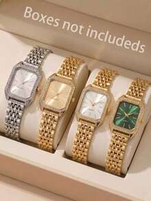 Luxury Two-Tone Rectangular Women's Watch, Roman Numerals, Gold & Silver Chain Strap, Quartz Wristwatch, Birthday, Christmas, Valentine's Day Gift For Her - Silver and Gold - View 22