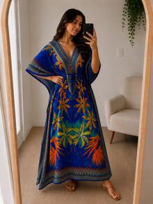 Women Long Dresses - 花藍色 - 查看 3