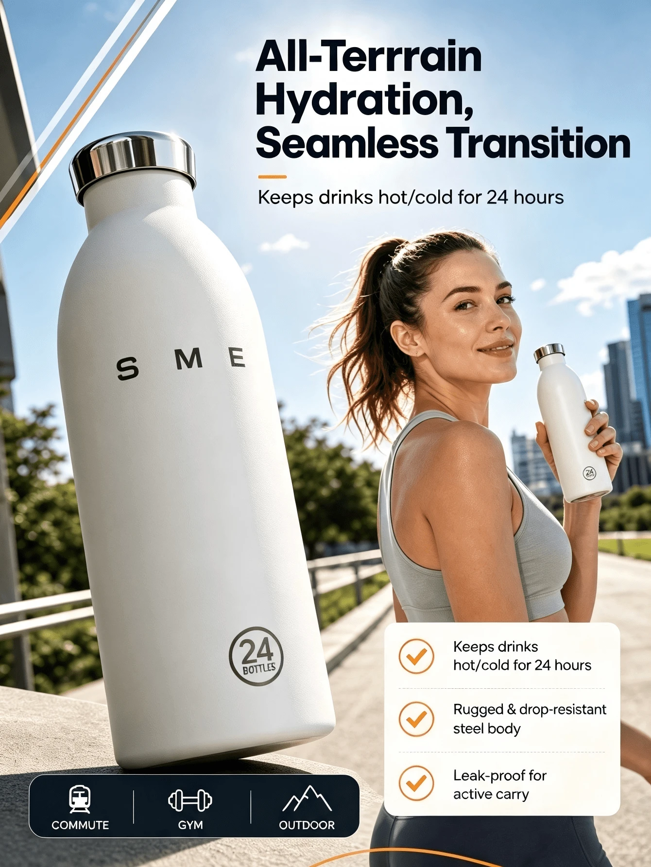 SMEGGEMS 時尚 240ml 不鏽鋼保溫杯,不鏽鋼真空杯,防漏可重複使用雙層杯,適用於熱飲和冷飲,汽水、水果茶、果汁、咖啡等,絕佳咖啡禮物 - 白色 - 查看 1