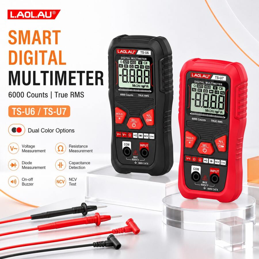 Multifunctional Digital Multimeter, Portable Design With Voltage, Capacitance, Resistance Measurement, Live Wire Identification, Continuity And Diode Test, Non-Contact Voltage Detection, Multi-Function Tester With Data Hold And Backlight, Suitable For Industrial And Household Use - 彩色 - 查看 1