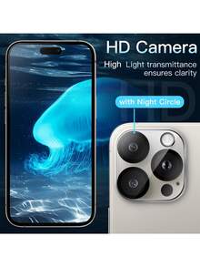 Yezodawee 2pcs Camera Lens Glass Protector [Multi-Layer Protection] Compatible With IPhone 17 Pro Max/17 Pro/17 Air/17, 16 Pro Max/16 Pro/16 Plus/16, 15 Pro Max/15 Pro/15 Plus/15, 14 Pro Max/14 Pro/14 Plus/14, 13 Pro Max/13 Pro/13/13 Mini, 12 Pro Max/12 Mini, 11 Pro Max/11 Pro/11 Pro Max/11 Pro/11 Series, Camera Lens Protector, Tempered Glass Cover, Anti-Glare For Night Shooting, 3D Stereoscopic, Camera Protection - Black - View 3