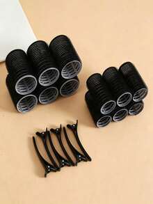 Self-Adhesive Hair Roller Set, Includes 6 Hair Rollers And 6 Hair Clips, Salon-Grade Curling Device, Suitable For DIY Hairstyle Design, Heatless Hair Curlers - Coffee Brown - View 3